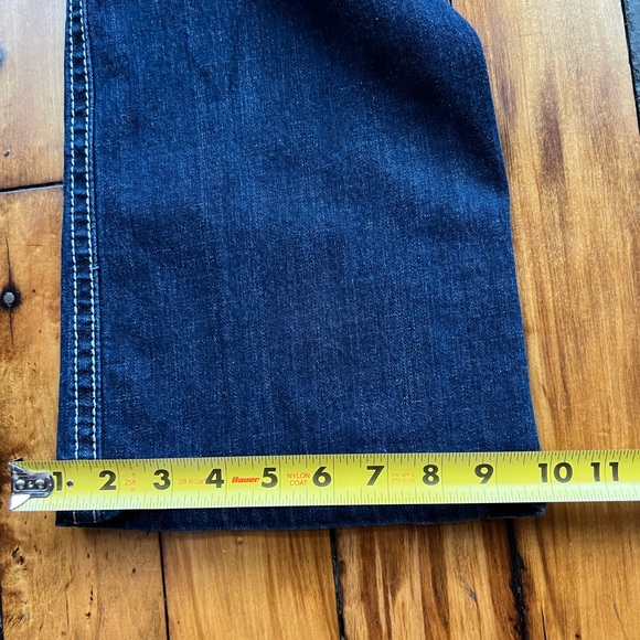 Rerock Express Womens 12 Low Rise Boot Cut Jeans Dark Wash Embroidered Y2K 32x30 - Picture 13 of 13